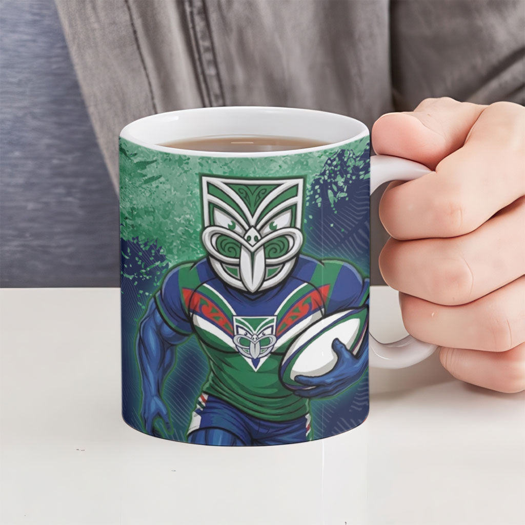 Personalised New Zealand Warriors Rugby Ceramic Mug Maori The Wahs Mascot - Sporty Splash Art Style