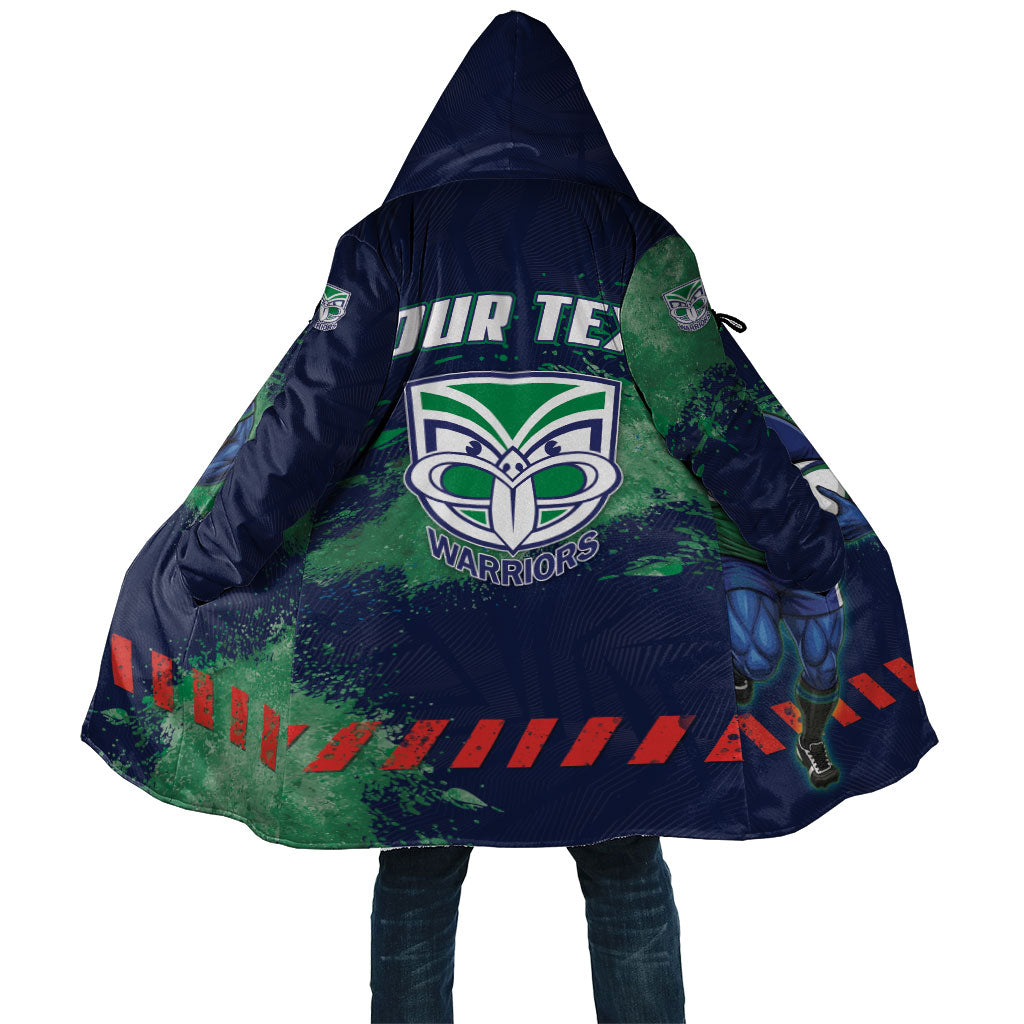 Personalised New Zealand Warriors Rugby Cloak Maori The Wahs Mascot - Sporty Splash Art Style