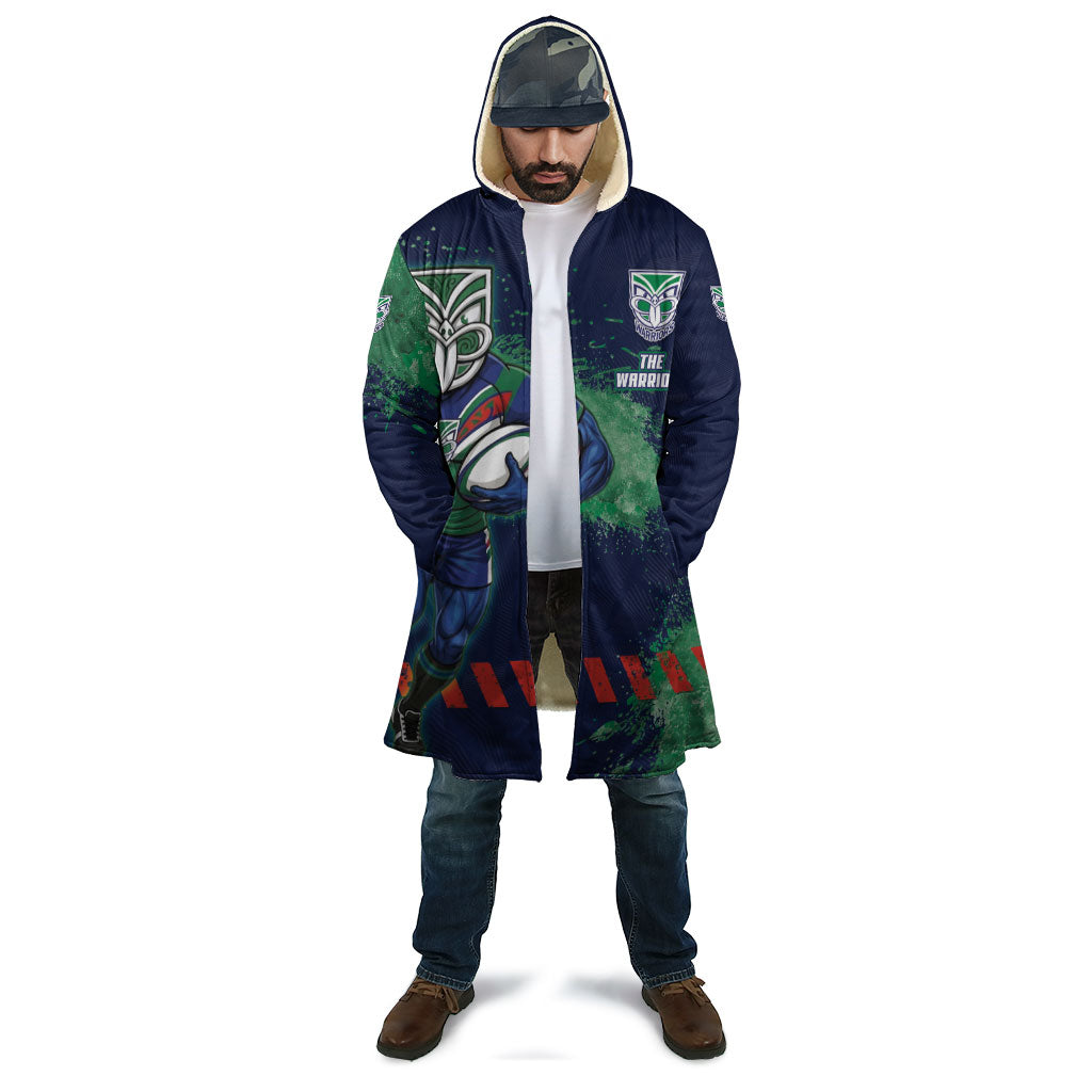 Personalised New Zealand Warriors Rugby Cloak Maori The Wahs Mascot - Sporty Splash Art Style