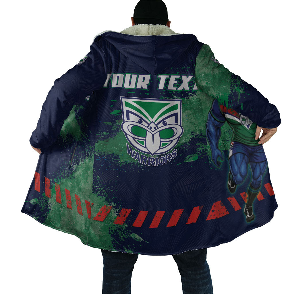 Personalised New Zealand Warriors Rugby Cloak Maori The Wahs Mascot - Sporty Splash Art Style