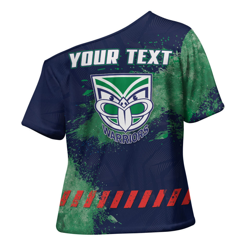 Personalised New Zealand Warriors Rugby Cross Shoulder Shirt Maori The Wahs Mascot - Sporty Splash Art Style