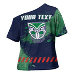 Personalised New Zealand Warriors Rugby Cross Shoulder Shirt Maori The Wahs Mascot - Sporty Splash Art Style