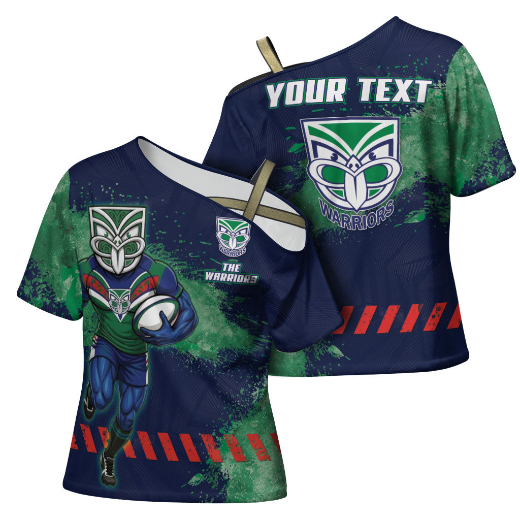 Personalised New Zealand Warriors Rugby Cross Shoulder Shirt Maori The Wahs Mascot - Sporty Splash Art Style