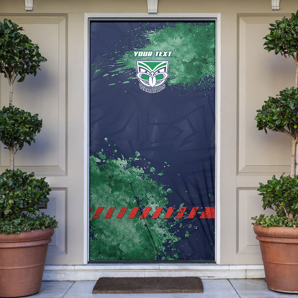 Personalised New Zealand Warriors Rugby Door Cover Maori The Wahs Mascot - Sporty Splash Art Style