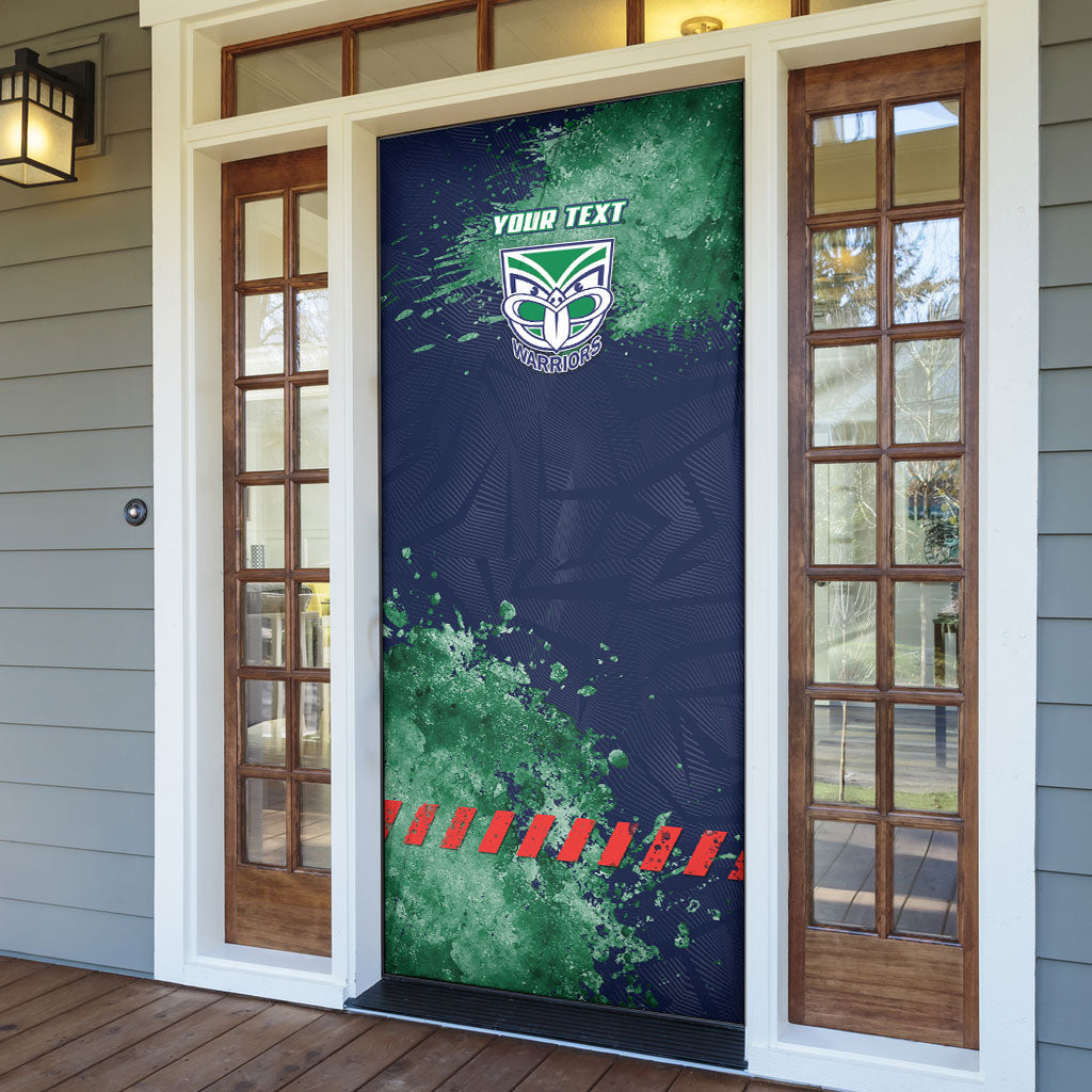 Personalised New Zealand Warriors Rugby Door Cover Maori The Wahs Mascot - Sporty Splash Art Style