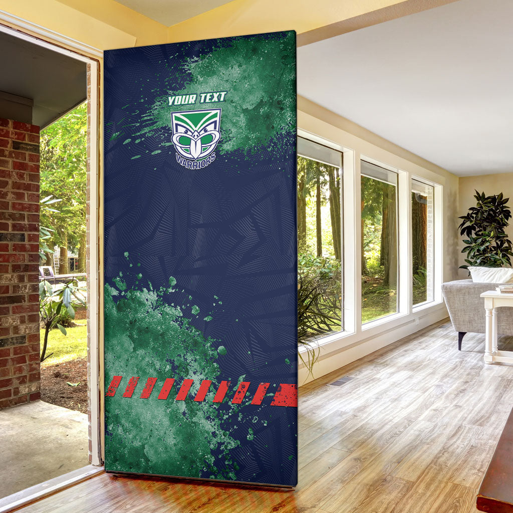 Personalised New Zealand Warriors Rugby Door Cover Maori The Wahs Mascot - Sporty Splash Art Style