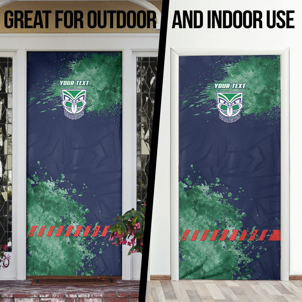 Personalised New Zealand Warriors Rugby Door Cover Maori The Wahs Mascot - Sporty Splash Art Style