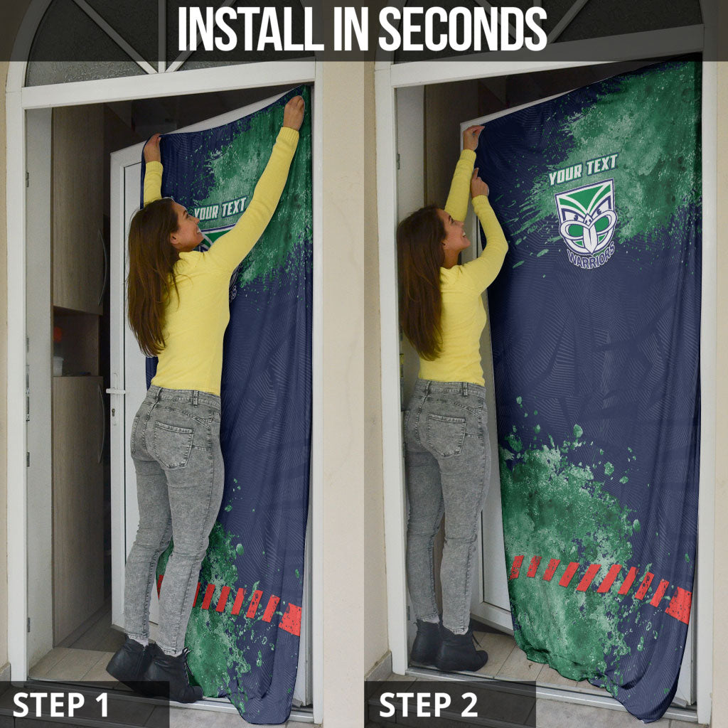 Personalised New Zealand Warriors Rugby Door Cover Maori The Wahs Mascot - Sporty Splash Art Style