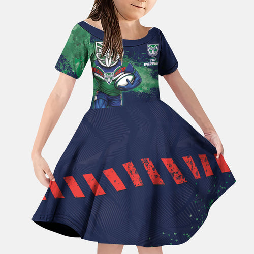 Personalised New Zealand Warriors Rugby Family Matching Mermaid Dress and Hawaiian Shirt Maori The Wahs Mascot - Sporty Splash Art Style