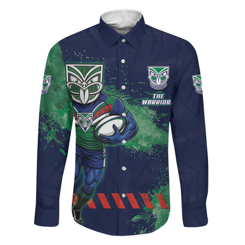 Personalised New Zealand Warriors Rugby Family Matching Mermaid Dress and Hawaiian Shirt Maori The Wahs Mascot - Sporty Splash Art Style
