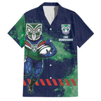 Personalised New Zealand Warriors Rugby Family Matching Off Shoulder Maxi Dress and Hawaiian Shirt Maori The Wahs Mascot - Sporty Splash Art Style
