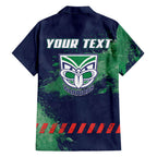 Personalised New Zealand Warriors Rugby Family Matching Off Shoulder Maxi Dress and Hawaiian Shirt Maori The Wahs Mascot - Sporty Splash Art Style