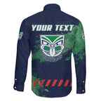 Personalised New Zealand Warriors Rugby Family Matching Off Shoulder Maxi Dress and Hawaiian Shirt Maori The Wahs Mascot - Sporty Splash Art Style