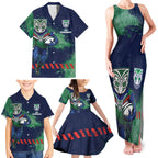 Personalised New Zealand Warriors Rugby Family Matching Tank Maxi Dress and Hawaiian Shirt Maori The Wahs Mascot - Sporty Splash Art Style