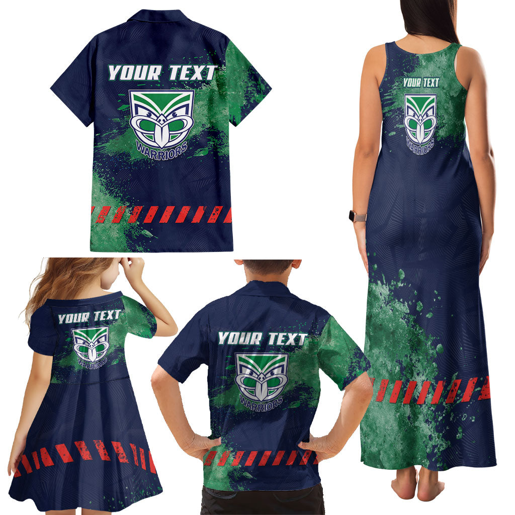 Personalised New Zealand Warriors Rugby Family Matching Tank Maxi Dress and Hawaiian Shirt Maori The Wahs Mascot - Sporty Splash Art Style