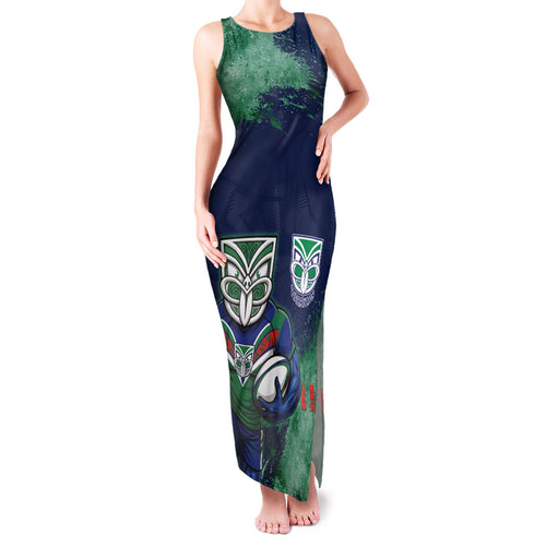 Personalised New Zealand Warriors Rugby Family Matching Tank Maxi Dress and Hawaiian Shirt Maori The Wahs Mascot - Sporty Splash Art Style