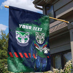 Personalised New Zealand Warriors Rugby Garden Flag Maori The Wahs Mascot - Sporty Splash Art Style