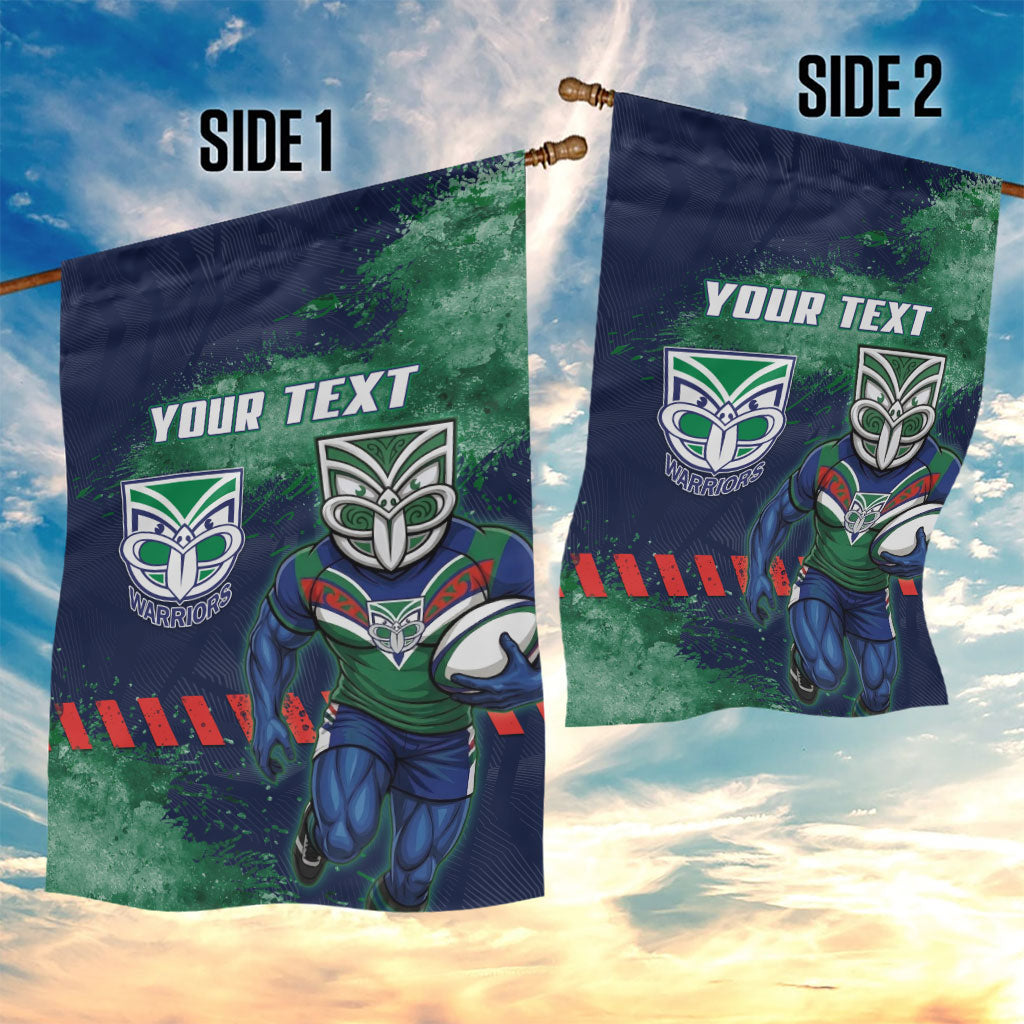 Personalised New Zealand Warriors Rugby Garden Flag Maori The Wahs Mascot - Sporty Splash Art Style