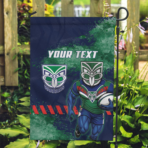 Personalised New Zealand Warriors Rugby Garden Flag Maori The Wahs Mascot - Sporty Splash Art Style