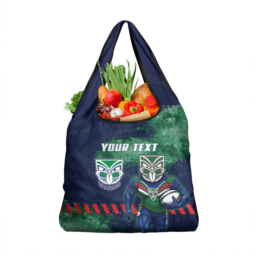 Personalised New Zealand Warriors Rugby Grocery Bag Maori The Wahs Mascot - Sporty Splash Art Style