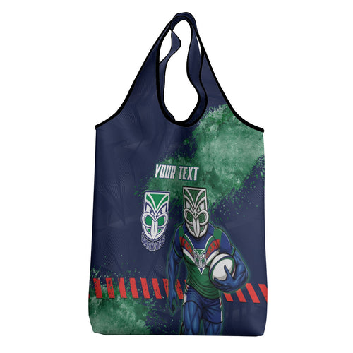 Personalised New Zealand Warriors Rugby Grocery Bag Maori The Wahs Mascot - Sporty Splash Art Style