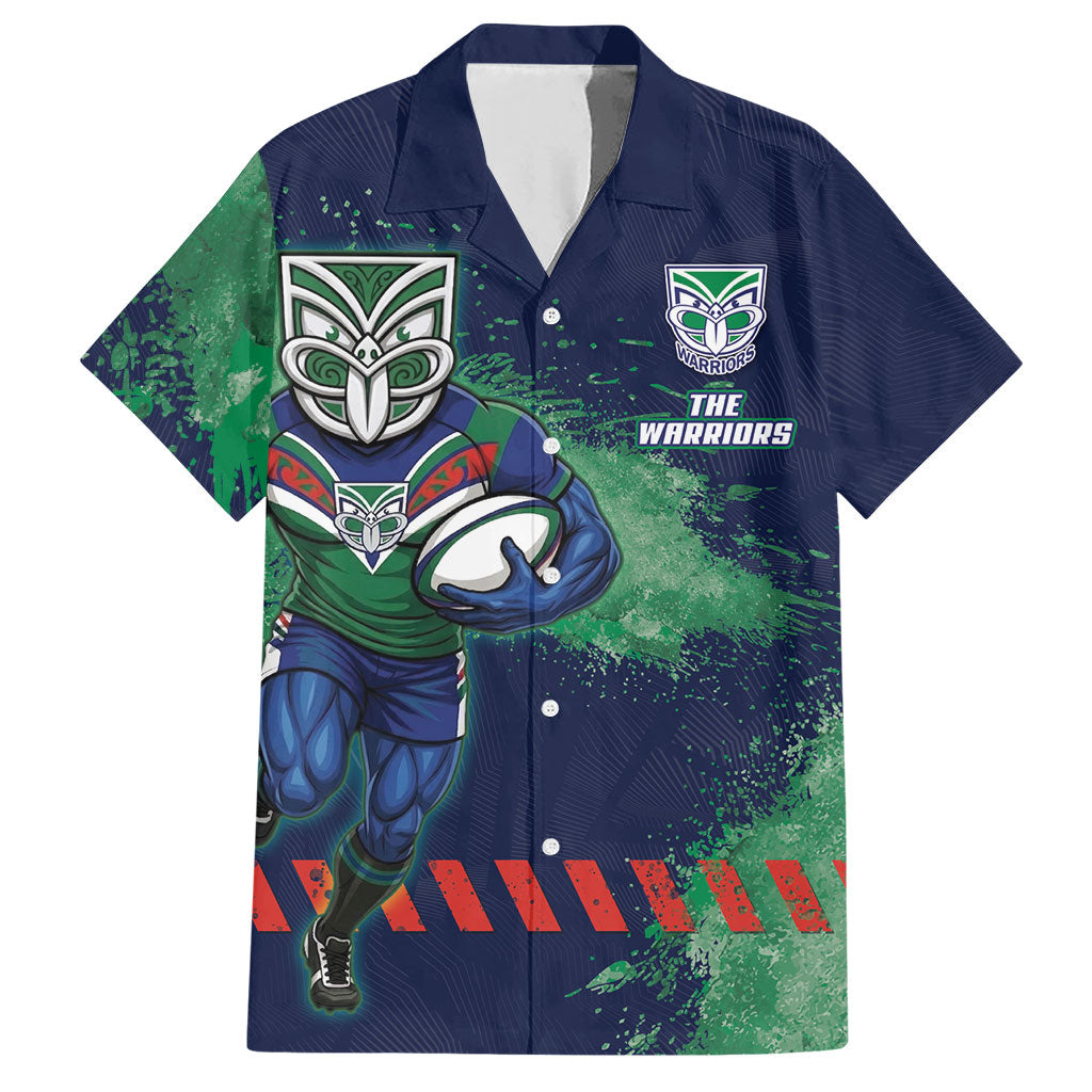 Personalised New Zealand Warriors Rugby Hawaiian Shirt Maori The Wahs Mascot - Sporty Splash Art Style