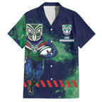 Personalised New Zealand Warriors Rugby Hawaiian Shirt Maori The Wahs Mascot - Sporty Splash Art Style