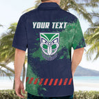 Personalised New Zealand Warriors Rugby Hawaiian Shirt Maori The Wahs Mascot - Sporty Splash Art Style