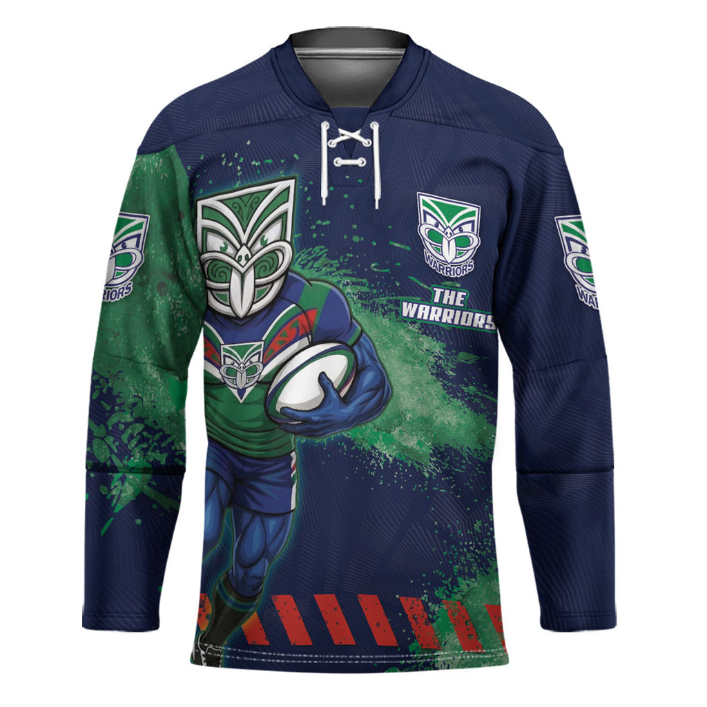 Personalised New Zealand Warriors Rugby Hockey Jersey Maori The Wahs Mascot - Sporty Splash Art Style