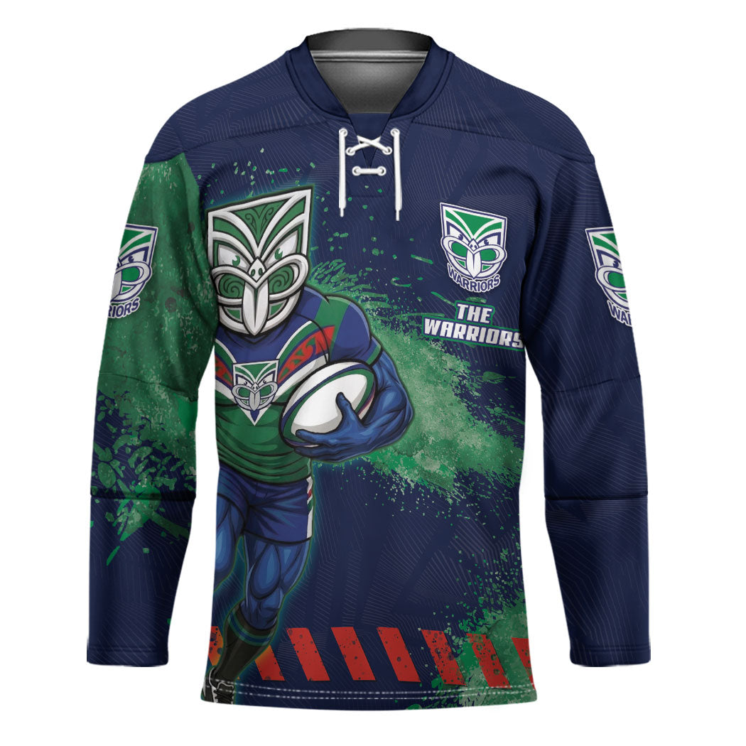 Personalised New Zealand Warriors Rugby Hockey Jersey Maori The Wahs Mascot - Sporty Splash Art Style