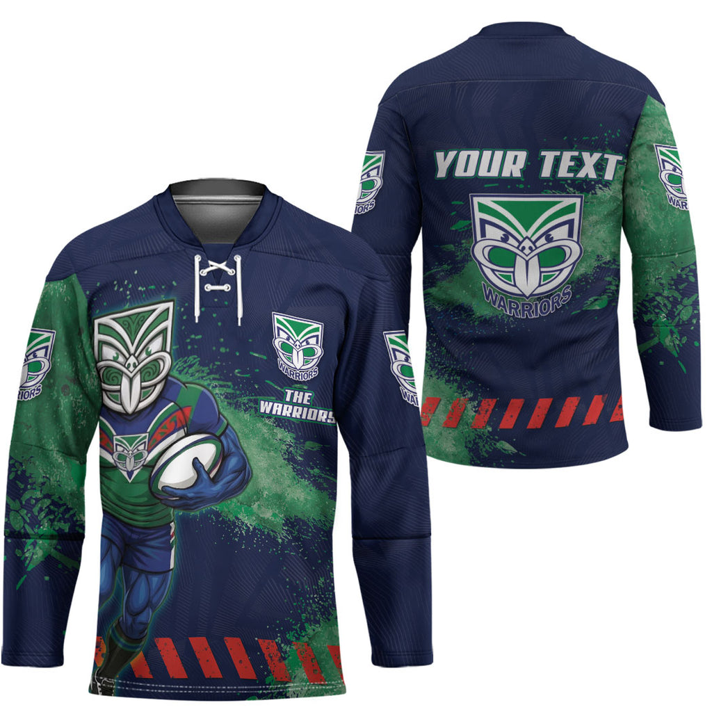 Personalised New Zealand Warriors Rugby Hockey Jersey Maori The Wahs Mascot - Sporty Splash Art Style