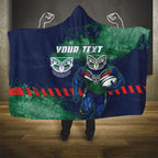 Personalised New Zealand Warriors Rugby Hooded Blanket Maori The Wahs Mascot - Sporty Splash Art Style