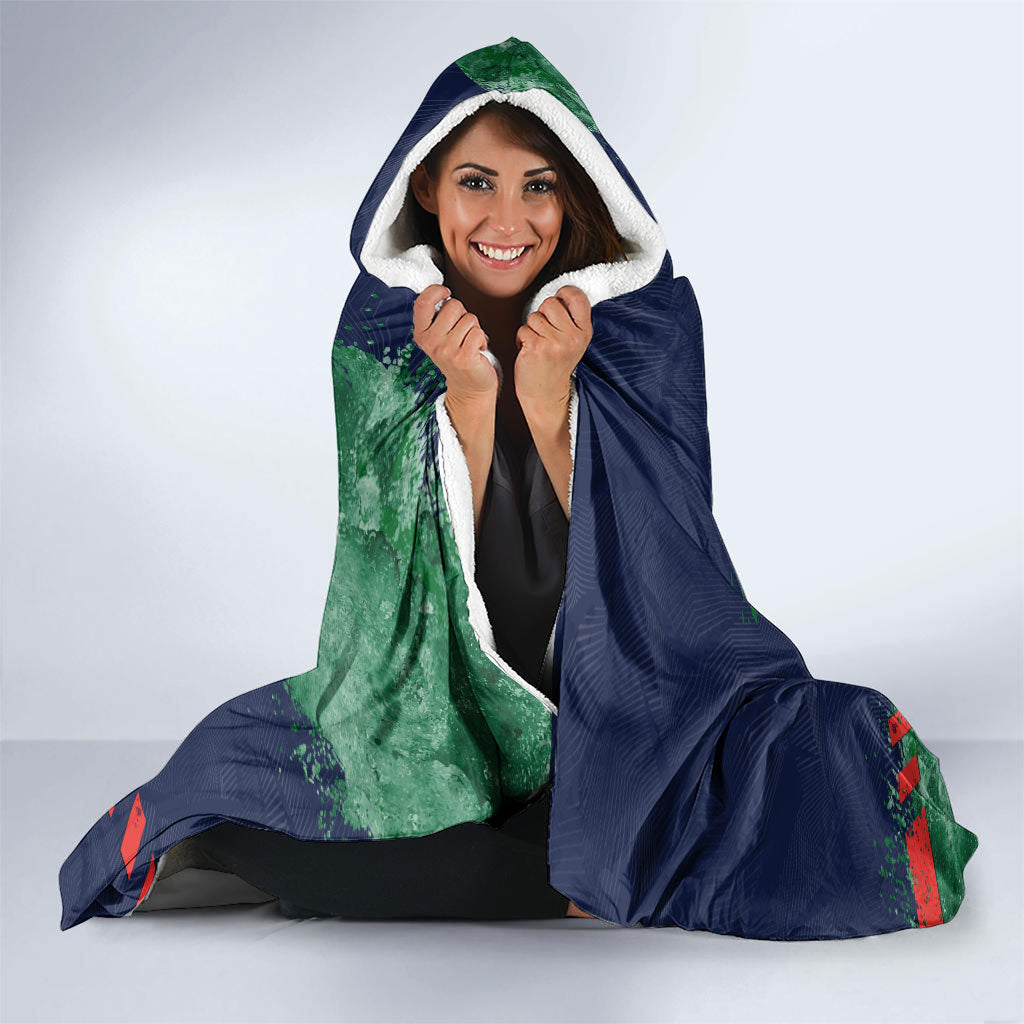 Personalised New Zealand Warriors Rugby Hooded Blanket Maori The Wahs Mascot - Sporty Splash Art Style