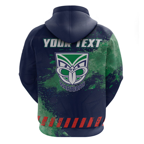 Personalised New Zealand Warriors Rugby Hoodie Maori The Wahs Mascot - Sporty Splash Art Style