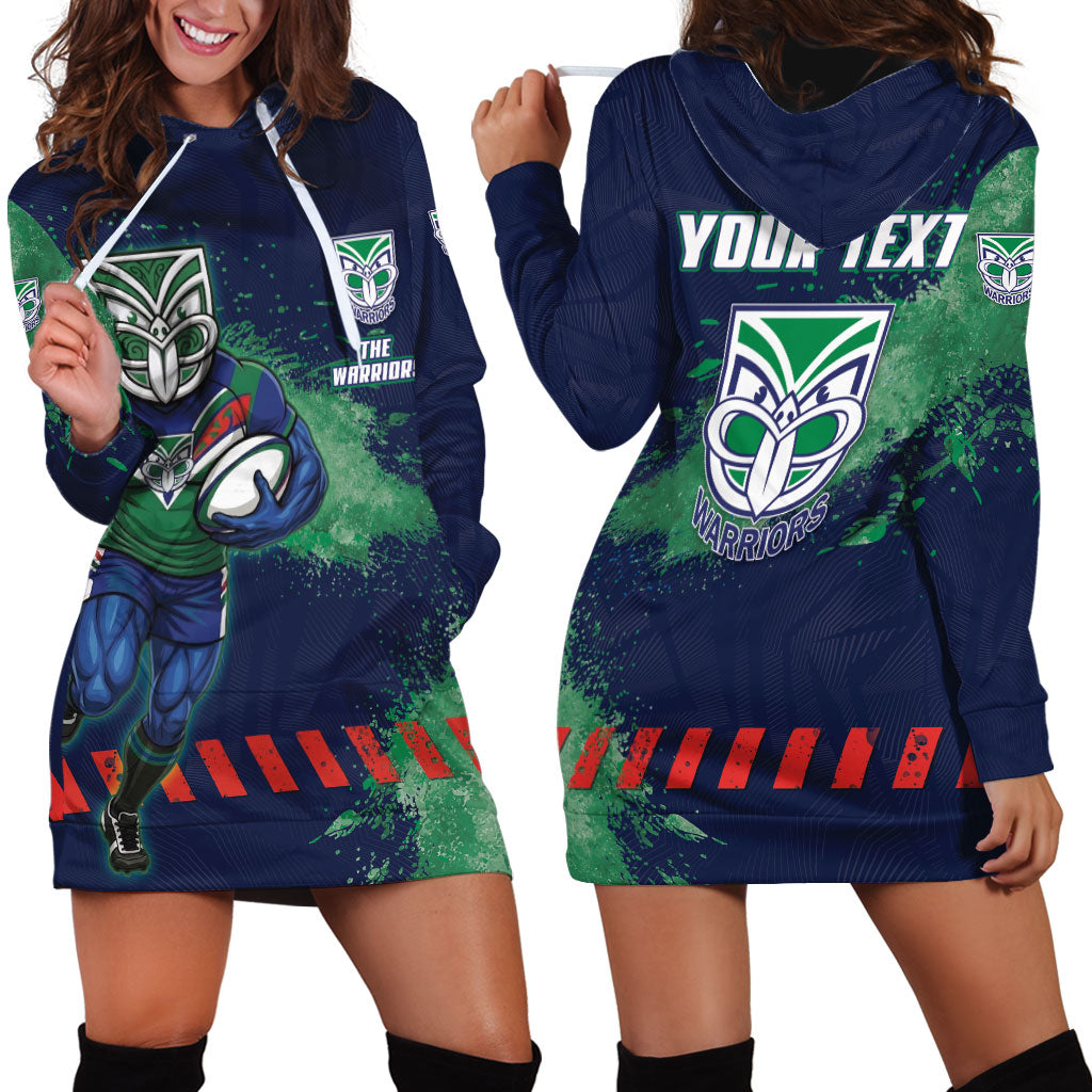 Personalised New Zealand Warriors Rugby Hoodie Dress Maori The Wahs Mascot - Sporty Splash Art Style