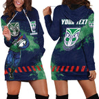 Personalised New Zealand Warriors Rugby Hoodie Dress Maori The Wahs Mascot - Sporty Splash Art Style