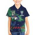 Personalised New Zealand Warriors Rugby Kid Hawaiian Shirt Maori The Wahs Mascot - Sporty Splash Art Style