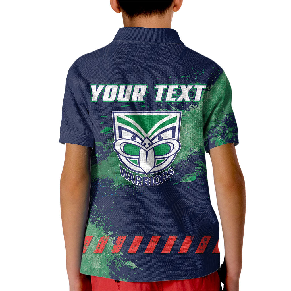 Personalised New Zealand Warriors Rugby Kid Polo Shirt Maori The Wahs Mascot - Sporty Splash Art Style