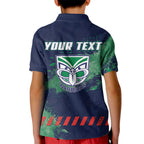 Personalised New Zealand Warriors Rugby Kid Polo Shirt Maori The Wahs Mascot - Sporty Splash Art Style