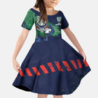 Personalised New Zealand Warriors Rugby Kid Short Sleeve Dress Maori The Wahs Mascot - Sporty Splash Art Style