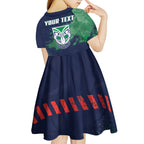 Personalised New Zealand Warriors Rugby Kid Short Sleeve Dress Maori The Wahs Mascot - Sporty Splash Art Style