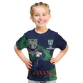 Personalised New Zealand Warriors Rugby Kid T Shirt Maori The Wahs Mascot - Sporty Splash Art Style
