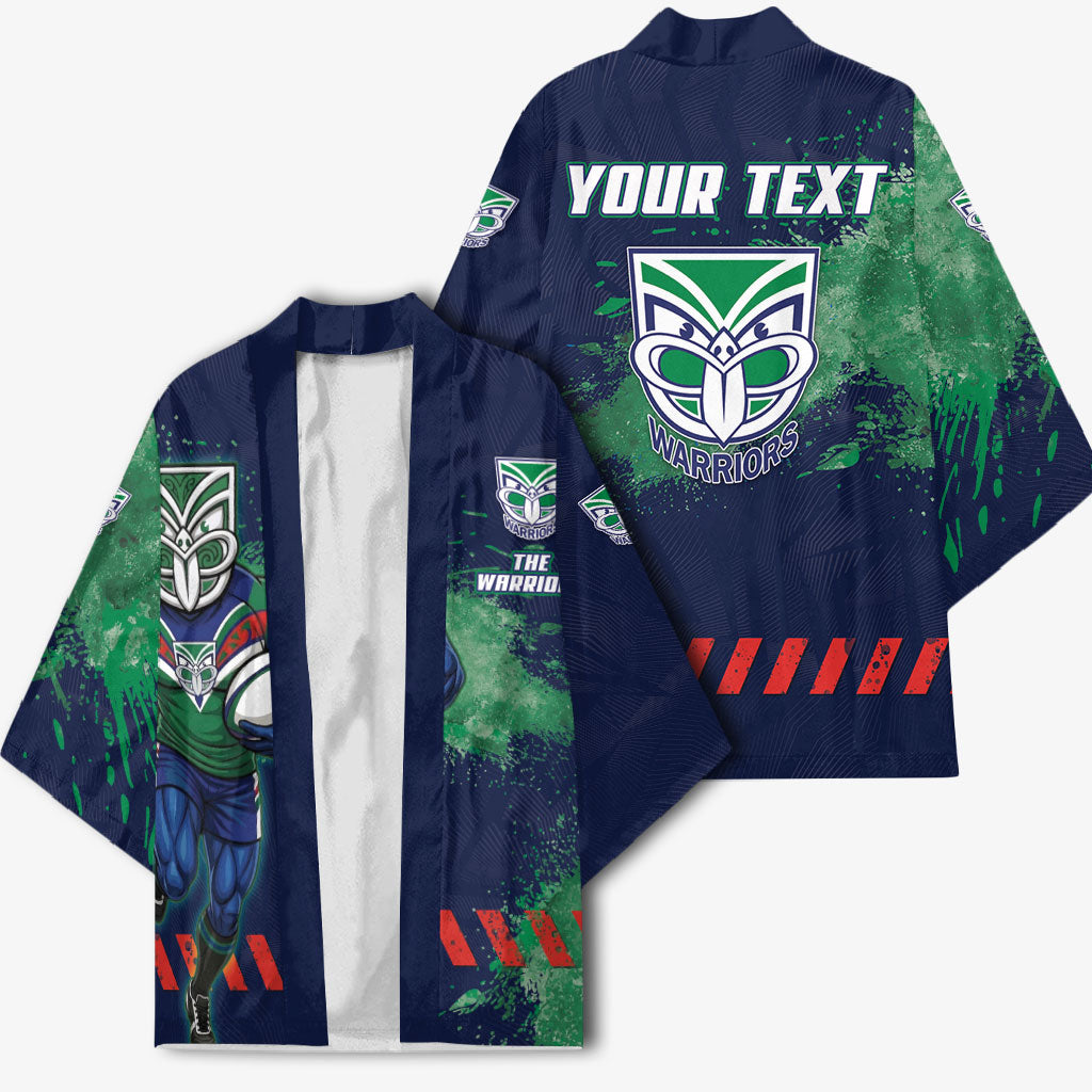 Personalised New Zealand Warriors Rugby Kimono Maori The Wahs Mascot - Sporty Splash Art Style