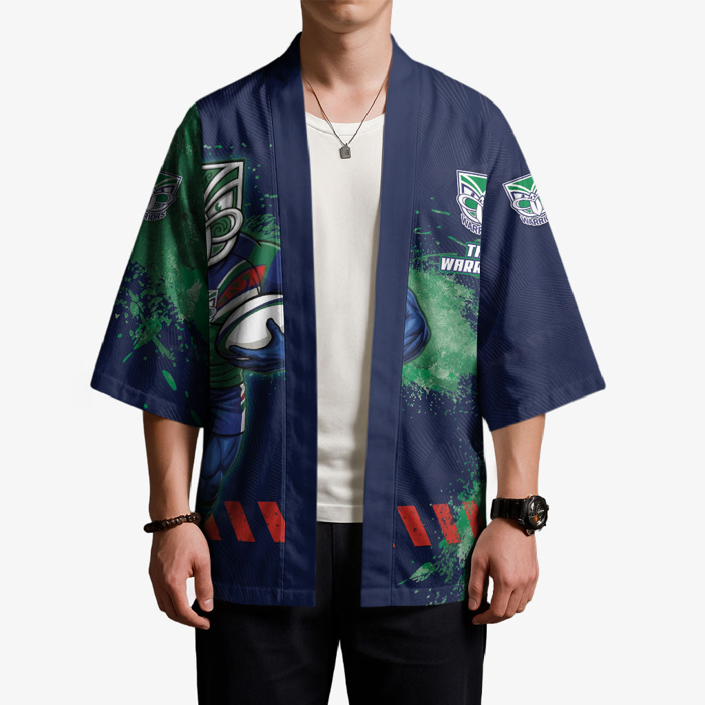 Personalised New Zealand Warriors Rugby Kimono Maori The Wahs Mascot - Sporty Splash Art Style