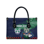 Personalised New Zealand Warriors Rugby Leather Bag Maori The Wahs Mascot - Sporty Splash Art Style
