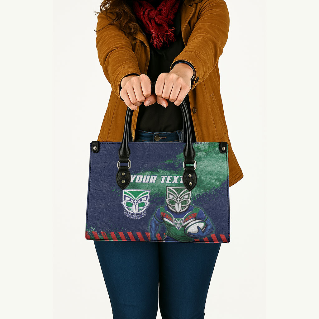 Personalised New Zealand Warriors Rugby Leather Bag Maori The Wahs Mascot - Sporty Splash Art Style