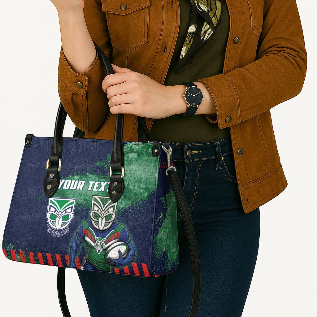 Personalised New Zealand Warriors Rugby Leather Bag Maori The Wahs Mascot - Sporty Splash Art Style
