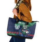 Personalised New Zealand Warriors Rugby Leather Tote Bag Maori The Wahs Mascot - Sporty Splash Art Style