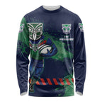 Personalised New Zealand Warriors Rugby Long Sleeve Shirt Maori The Wahs Mascot - Sporty Splash Art Style