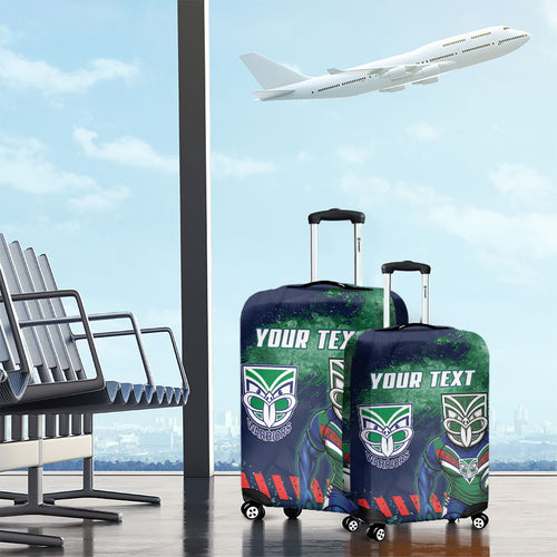 Personalised New Zealand Warriors Rugby Luggage Cover Maori The Wahs Mascot - Sporty Splash Art Style